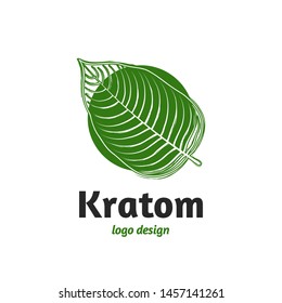 Mitragyna speciosa, kratom leaf logo template. Vector flat illustration icon design. Isolated on white background. Kratom plant, drug leaf logo concept