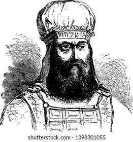 Mitre Or Sacred Turban Of The Jewish High Priest Vintage Line Drawing Or Engraving Illustration.