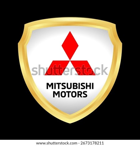 Mitsubishi logo with a dashing vector shield - vector logo 