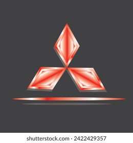 Mitsubishi vector logo with 3-dimensional metal colors