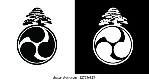 Mitsudomoe with bonsai tree