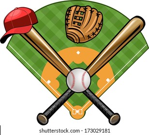 mitt, ball and bat