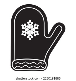 Mitt template, Christmas cookies, black color template, isolated vector illustration icon