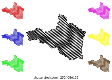 Mittelland District (Switzerland, Swiss Confederation, Canton of Appenzell Ausserrhoden or Appenzell Outer Rhodes) map vector illustration, scribble sketch Bezirk Mittelland map