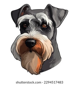 Mittelschnauzer Flat Icon Isolated On White Background