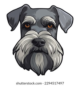 Mittelschnauzer Flat Icon Isolated On White Background