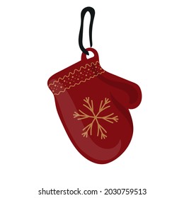 Сhristmas mitten. Beautiful decorations for Christmas tree. Holiday ornaments.  Colored vector illustration in flat cartoon style.