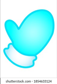 Mitten. Blue and white warm winter mitten - vector full color picture. Children's cute picture with a mitten or blue glove - winter clothes.