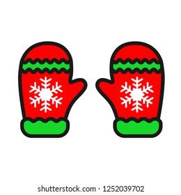 Mitten colored flat. Mitten icon. Christmas glove icon. Mitten glove linear icon. Santa glove vector sign.symbol. 