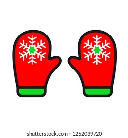 Mitten colored flat. Mitten icon. Christmas glove icon. Mitten glove linear icon. Santa glove vector sign.symbol. 
