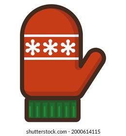 Mitten colorful icon. Flat vector illustration isolated on a white background.