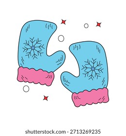 Mitten-Doodle-Symbol mit weißem Hintergrund, Vektorgrafik