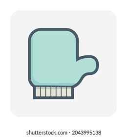 Mitten or fingerless glove vector icon. Clothing with thermal insulation for protection hand, finger from cold weather in winter season, decoration in celebration, merry christmas and happy new year.
