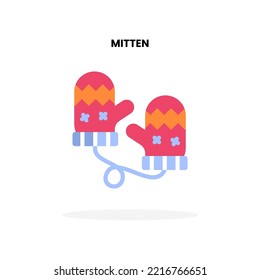 Icono plano de Mitten. Ilustración vectorial sobre fondo blanco. Se puede usar para productos digitales, presentación, interfaz de usuario y muchos más.