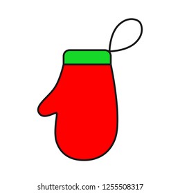 Mitten glove linear icon. Christmas glove icon. Mitten icon. Santa glove vector sign. Mitten colored flat symbol. 