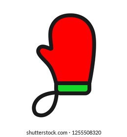 Mitten glove linear icon. Christmas glove icon. Mitten icon. Santa glove vector sign. Mitten colored flat symbol. 