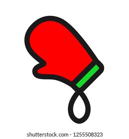 Mitten glove linear icon. Christmas glove icon. Mitten icon. Santa glove vector sign. Mitten colored flat symbol. 