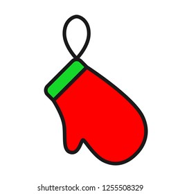 Mitten glove linear icon. Christmas glove icon. Mitten icon. Santa glove vector sign. Mitten colored flat symbol. 