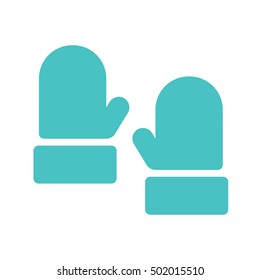 mitten glove pair potholder simple blue icon on white background