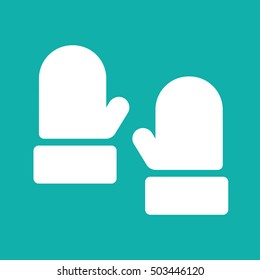 mitten glove pair potholder simple white icon on blue background