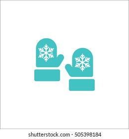 mitten glove pair potholder simple blue icon on white background