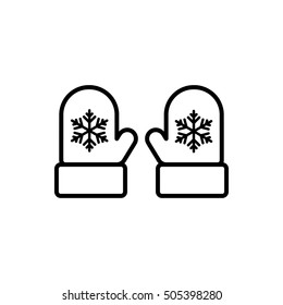 mitten glove pair potholder thin line outline black icon on white background