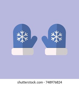 mitten gloves potholder blue flat icon