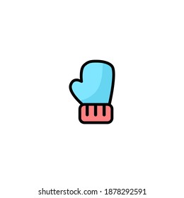 Mitten icon. Baby icon. Simple, flat, outline, black, color.