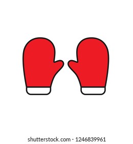 Mitten icon. Christmas glove icon. Santa glove vector sign. Mitten colored flat symbol. Linear icon