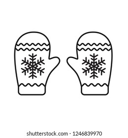 Mitten icon. Christmas glove icon. Santa glove vector sign. Mitten colored flat symbol. Linear icon