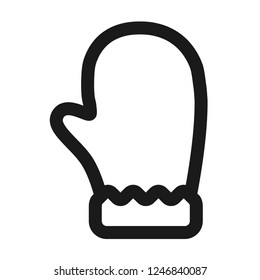 Mitten icon. Christmas glove icon. Santa glove vector sign. Mitten flat symbol. Linear icon