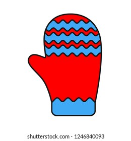 Mitten icon. Christmas glove icon. Santa glove vector sign. Mitten colored flat symbol. Linear icon