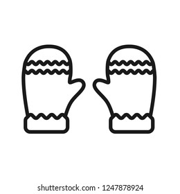 Mitten icon. Christmas glove icon. Santa glove vector sign. Mitten colored flat symbol. Mitten gloves linear icon