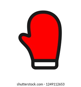 Mitten icon. Christmas glove icon. Santa glove vector sign. Mitten colored flat symbol. Mitten glove linear icon