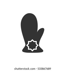 Mitten icon flat. Illustration isolated on white background. Vector grey sign symbol
