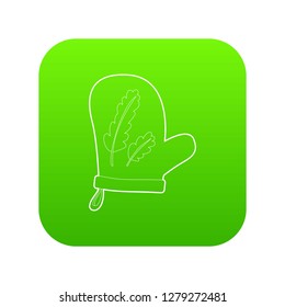 Mitten icon green vector isolated on white background