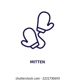 ícono de mitten de la colección de cocina. Limpieza lineal delgada, colección, icono de contorno de regalo aislado en fondo blanco. Signo de tracción de vectores de línea, símbolo para web y móvil