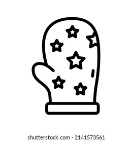 Mitten Icon. Line Art Style Design Isolated On White Background