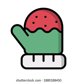 Mitten Icon or Logo in Filled Outline Style, perfect for website mobile app presentation