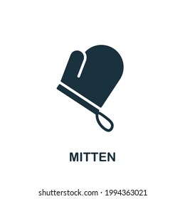 Mitten Ikone. Einfarbiges Element aus der Saunamaschine. Kreatives Mitten-Symbol für Webdesign, Vorlagen, Infografiken und mehr