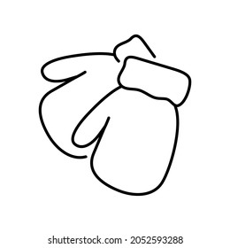 Mitten icon,. Set of mittens icons in flat linear design. Vector illustration. Black icons of winter mittens