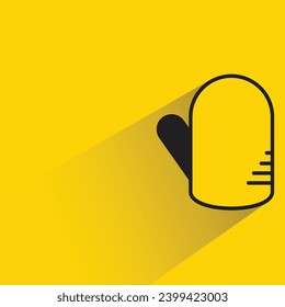 mitten icon with shadow on yellow background