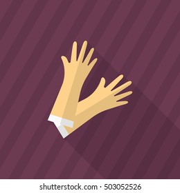 Mitten icon , Vector flat long shadow design.