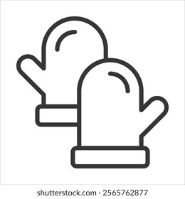 Mitten Icon Vector Illustration Outline Style