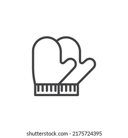 Mitten line icon. linear style sign for mobile concept and web design. Pair of mittens outline vector icon. Symbol, logo illustration. Vector graphics