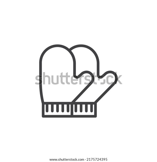 Mitten line icon. linear style sign for\
mobile concept and web design. Pair of mittens outline vector icon.\
Symbol, logo illustration. Vector\
graphics