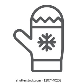 Mitten line icon, winter and clothes, glove sign, vector graphics, a linear pattern on a white background, eps 10.