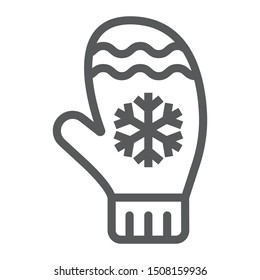 Mitten line icon, winter and clothes, glove sign, vector graphics, a linear pattern on a white background, eps 10.