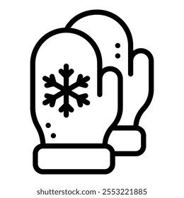 mitten line icon,vector and illustration