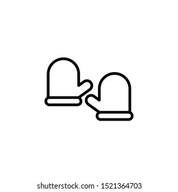 Mitten line thin icon on white background. Vector illustration eps10.